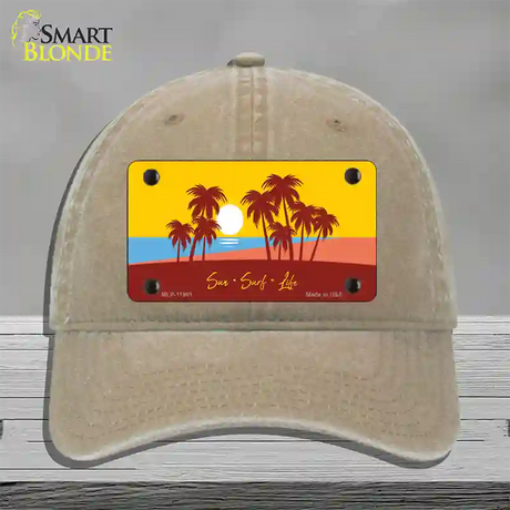 Sun Surf Life Novelty License Plate Hat Unconstructed Cotton / Khaki