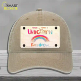 Walk with a Unicorn Novelty License Plate Hat Unconstructed Cotton / Khaki