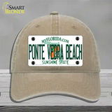 Florida Ponte Vedra Beach Novelty License Plate Hat Unconstructed Cotton / Khaki