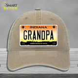 Indiana Grandpa Novelty License Plate Hat Unconstructed Cotton / Khaki