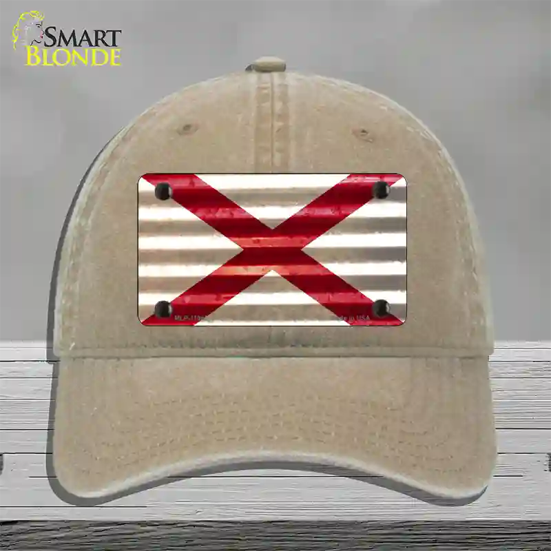 Alabama Corrugated Flag Novelty License Plate Hat Unconstructed Cotton / Khaki