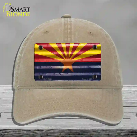 Arizona Corrugated Flag Novelty License Plate Hat Unconstructed Cotton / Khaki