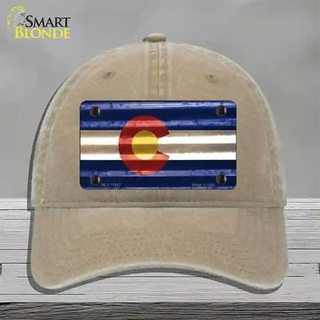 Colorado Corrugated Flag Novelty License Plate Hat Unconstructed Cotton / Khaki