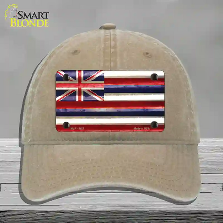 Hawaii Corrugated Flag Novelty License Plate Hat Unconstructed Cotton / Khaki