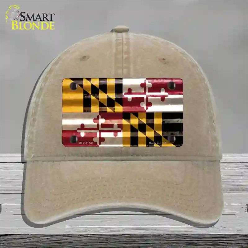 Maryland Corrugated Flag Novelty License Plate Hat Unconstructed Cotton / Khaki