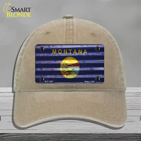 Montana Corrugated Flag Novelty License Plate Hat Unconstructed Cotton / Khaki