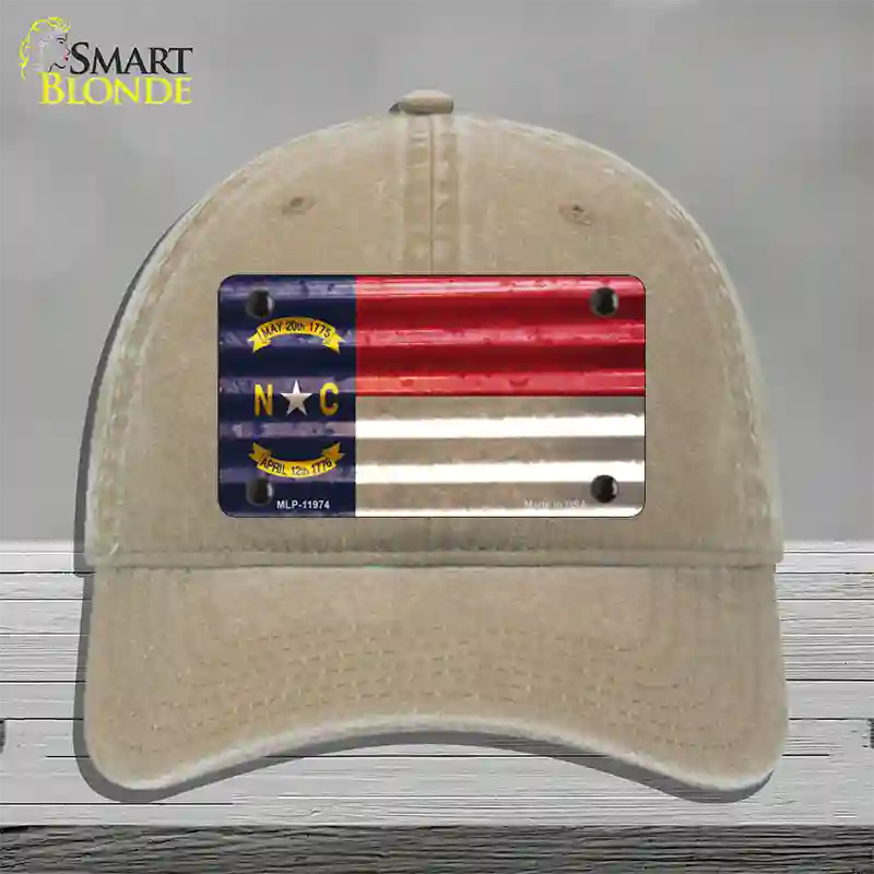 North Carolina Corrugated Flag Novelty License Plate Hat Unconstructed Cotton / Khaki