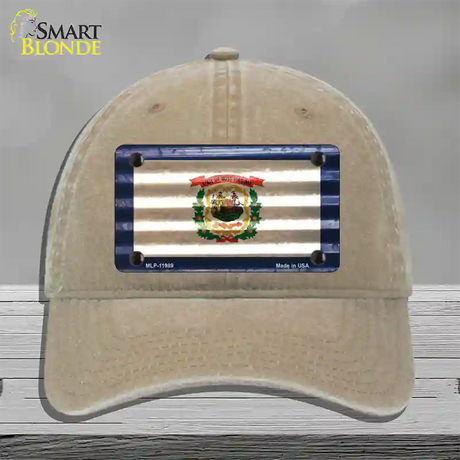 West Virginia Corrugated Flag Novelty License Plate Hat Unconstructed Cotton / Khaki