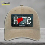 Connecticut Home State Outline Novelty License Plate Hat Unconstructed Cotton / Khaki