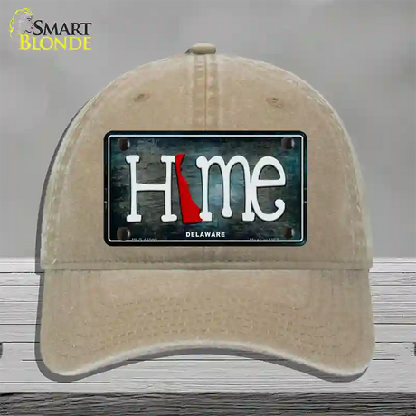 Delaware Home State Outline Novelty License Plate Hat Unconstructed Cotton / Khaki