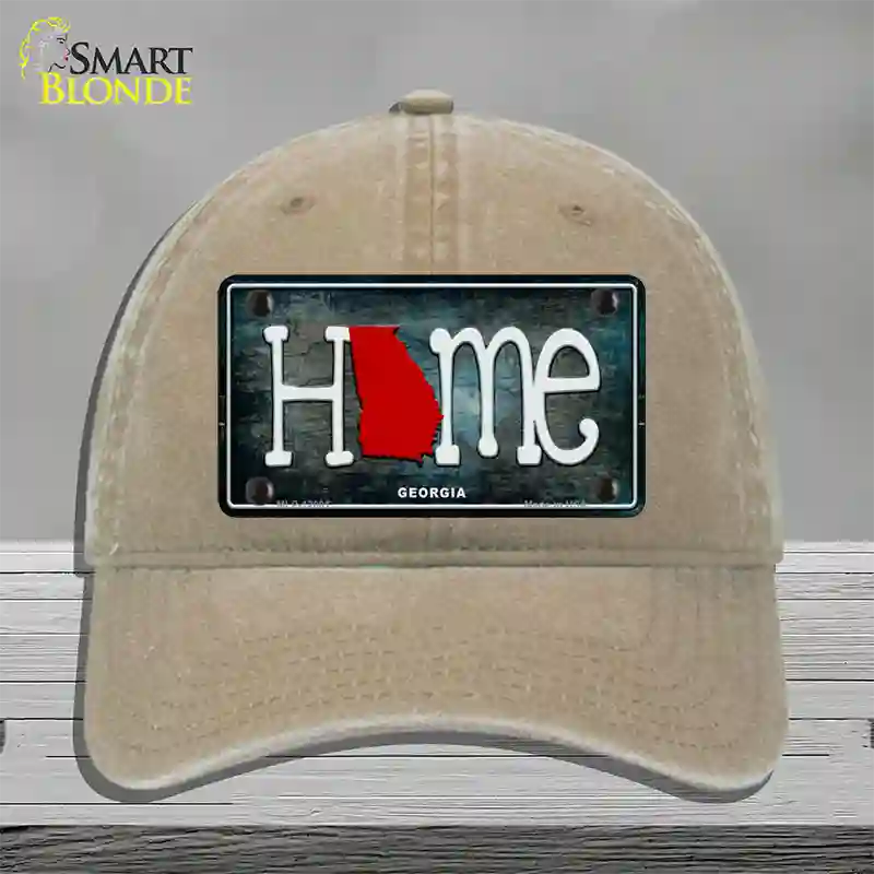 Georgia Home State Outline Novelty License Plate Hat Unconstructed Cotton / Khaki