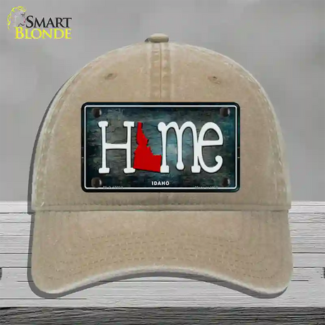 Idaho Home State Outline Novelty License Plate Hat Unconstructed Cotton / Khaki