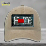 Kansas Home State Outline Novelty License Plate Hat Unconstructed Cotton / Khaki