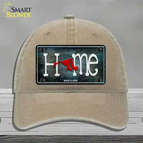 Maryland Home State Outline Novelty License Plate Hat Unconstructed Cotton / Khaki