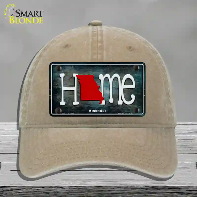 Missouri Home State Outline Novelty License Plate Hat Unconstructed Cotton / Khaki