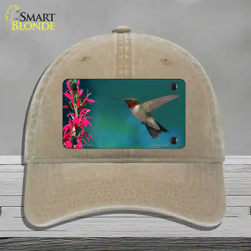 Humming Bird Novelty License Plate Hat Unconstructed Cotton / Khaki