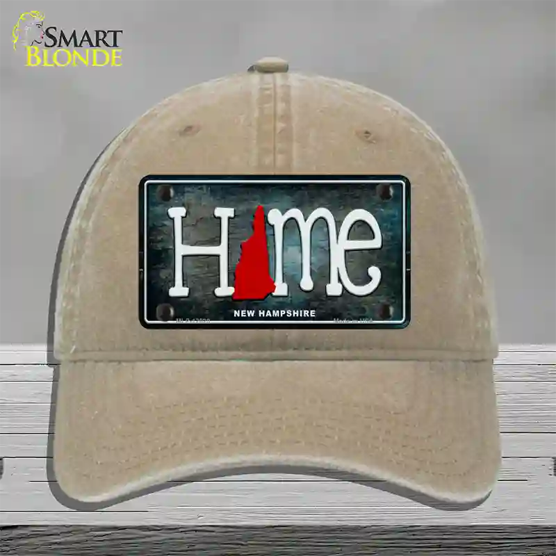 New Hampshire Home State Outline Novelty License Plate Hat Unconstructed Cotton / Khaki