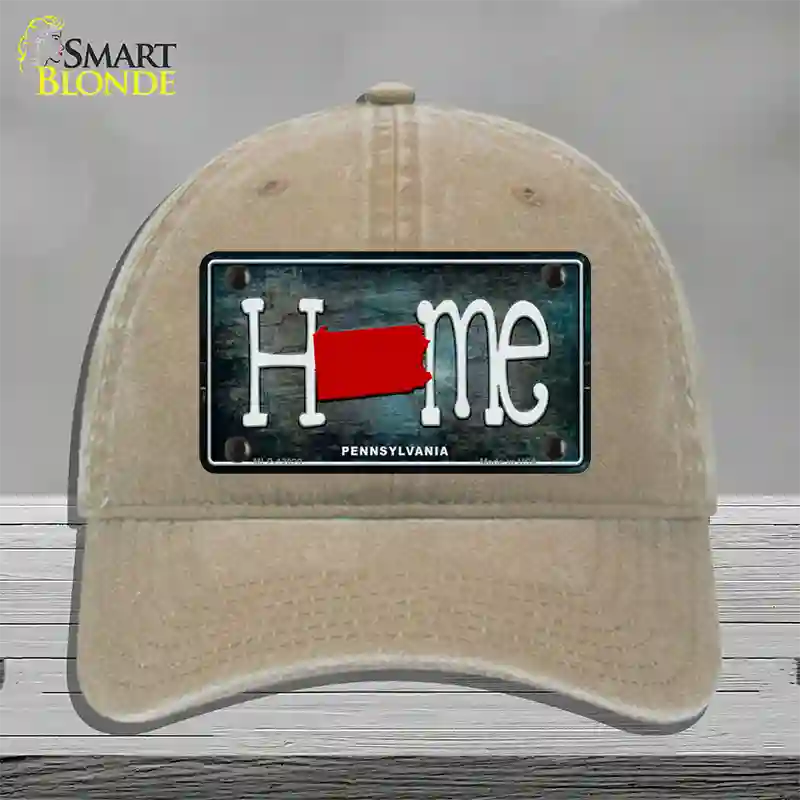 Pennsylvania Home State Outline Novelty License Plate Hat Unconstructed Cotton / Khaki