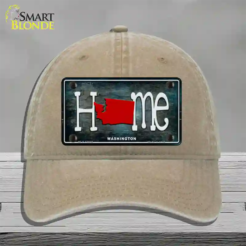 Washington Home State Outline Novelty License Plate Hat Unconstructed Cotton / Khaki