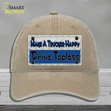 Make A Mesh Happy Novelty License Plate Hat Unconstructed Cotton / Khaki