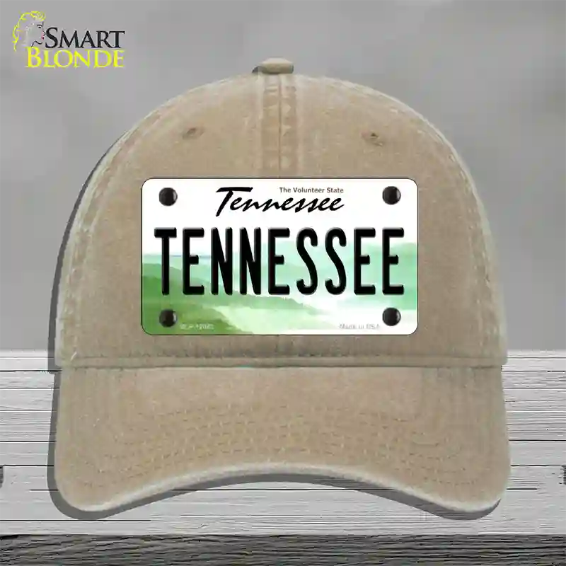 Tennessee Volunteer State Novelty License Plate Hat Unconstructed Cotton / Khaki