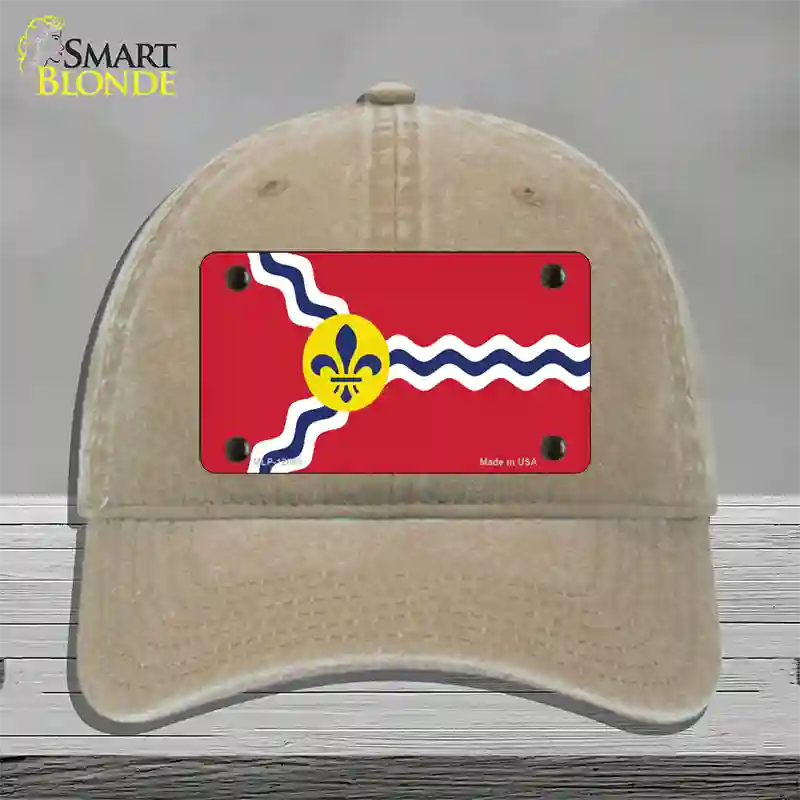 St. Louis State Flag Missouri Novelty License Plate Hat Unconstructed Cotton / Khaki