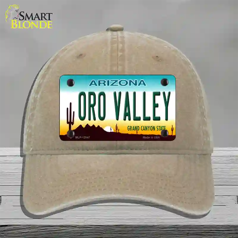 Oro Valley Arizona Novelty License Plate Hat Unconstructed Cotton / Khaki