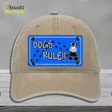 Dogs Rule Novelty License Plate Hat Tag Unconstructed Cotton / Khaki