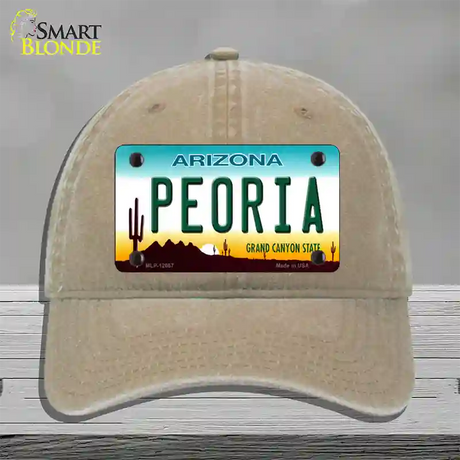 Peoria Arizona Novelty License Plate Hat Unconstructed Cotton / Khaki