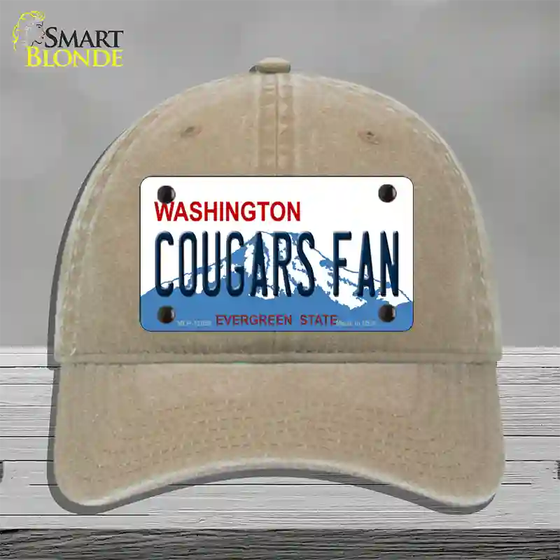 Washington Cougars Fan Novelty License Plate Hat Unconstructed Cotton / Khaki