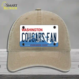 Washington Cougars Fan Novelty License Plate Hat Unconstructed Cotton / Khaki