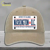 District Of Columbia Novelty License Plate Hat Unconstructed Cotton / Khaki