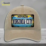 Nevada Virginia City Novelty License Plate Hat Unconstructed Cotton / Khaki