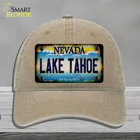 Nevada Lake Tahoe Novelty License Plate Hat Unconstructed Cotton / Khaki