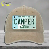 Camper New Hampshire State Novelty License Plate Hat Unconstructed Cotton / Khaki