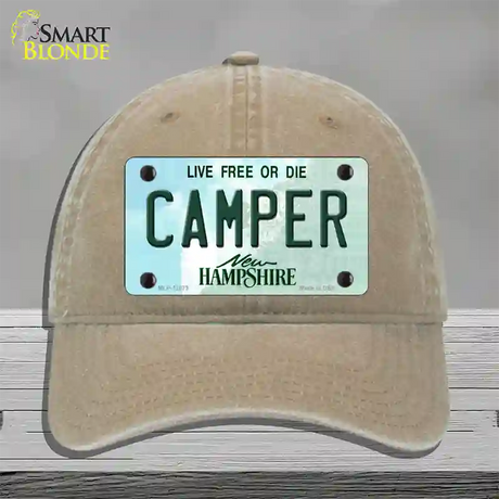 Camper New Hampshire State Novelty License Plate Hat Unconstructed Cotton / Khaki