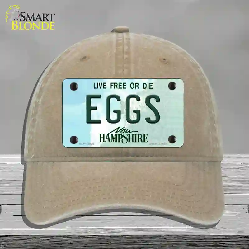 Eggs New Hampshire State Novelty License Plate Hat Unconstructed Cotton / Khaki