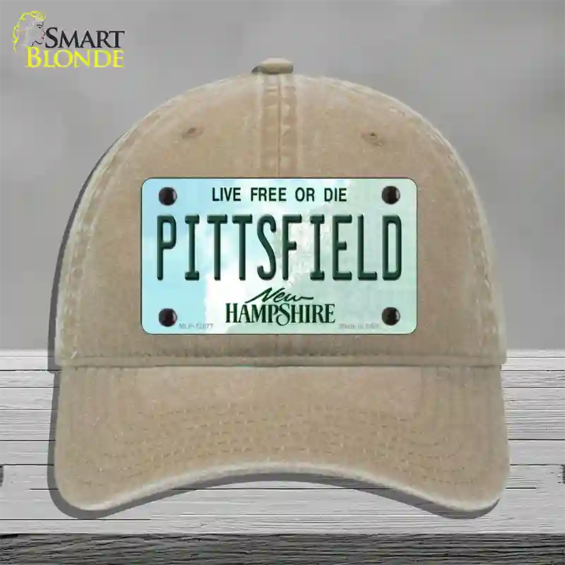 Pittsfield New Hampshire State Novelty License Plate Hat Unconstructed Cotton / Khaki