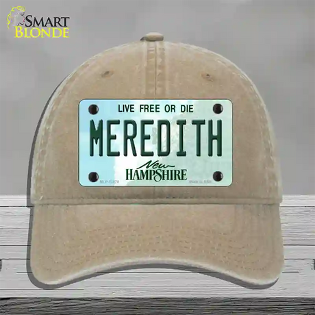 Meredith New Hampshire State Novelty License Plate Hat Unconstructed Cotton / Khaki