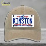 Kinston North Carolina State Novelty License Plate Hat Unconstructed Cotton / Khaki