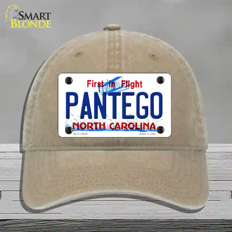 Pantego North Carolina State Novelty License Plate Hat Unconstructed Cotton / Khaki