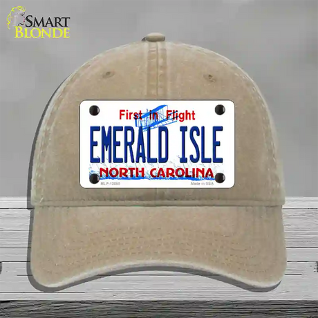 Emerald Island North Carolina State Novelty License Plate Hat Unconstructed Cotton / Khaki