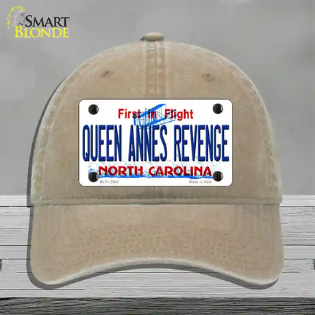 Queen Annes Revenge North Carolina State Novelty License Plate Hat Unconstructed Cotton / Khaki