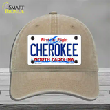 Cherokee North Carolina State Novelty License Plate Hat Unconstructed Cotton / Khaki