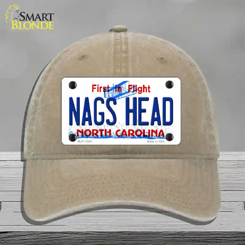 Nags Head North Carolina State Novelty License Plate Hat Unconstructed Cotton / Khaki