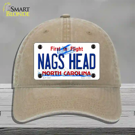 Nags Head North Carolina State Novelty License Plate Hat Unconstructed Cotton / Khaki