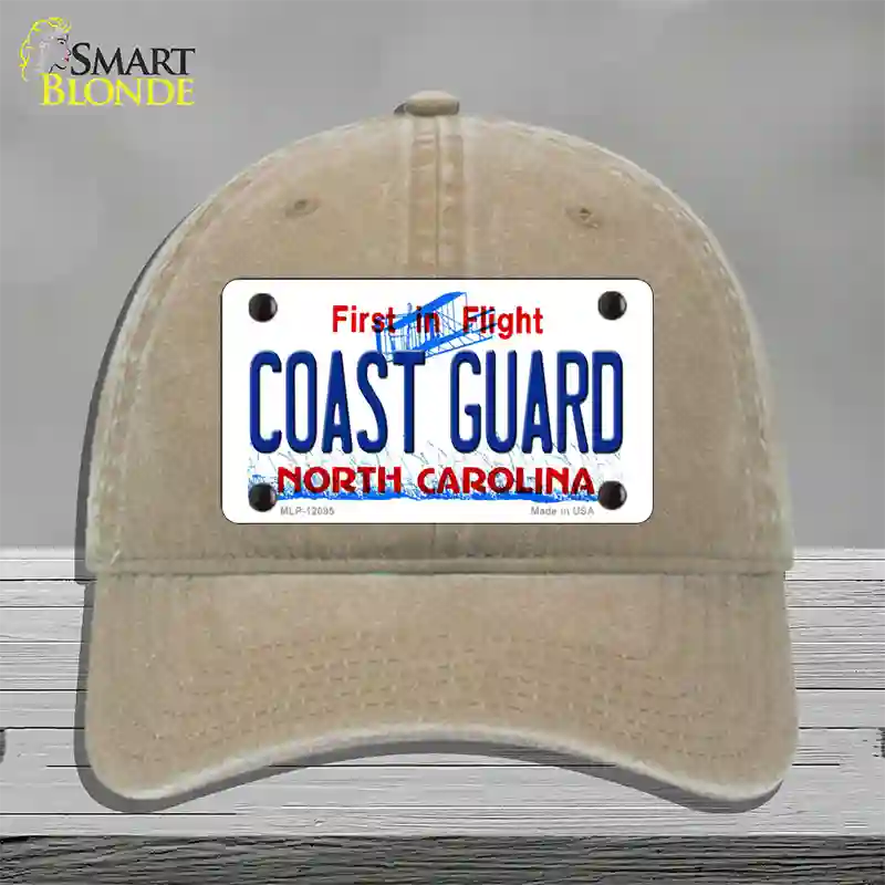 Coast Guard North Carolina State Novelty License Plate Hat Unconstructed Cotton / Khaki