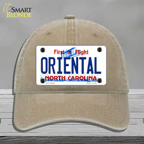 Oriental North Carolina State Novelty License Plate Hat Unconstructed Cotton / Khaki