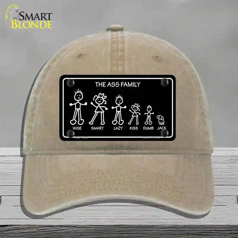 The Ass Family Novelty License Plate Hat Unconstructed Cotton / Khaki