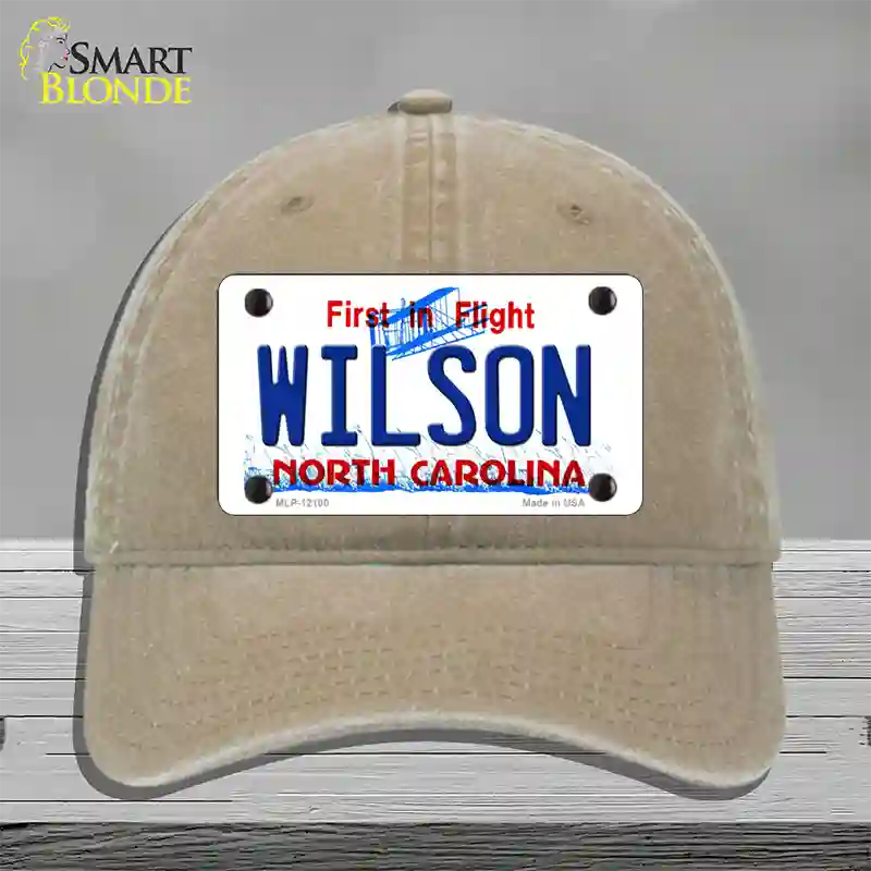 Wilson North Carolina State Novelty License Plate Hat Unconstructed Cotton / Khaki